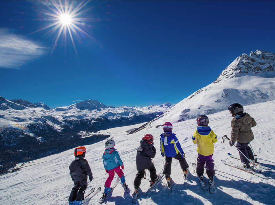 Input Image Showing Six Children and Mountain Landscape in Background