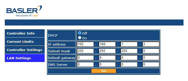 4C 控制器网页界面：LAN 设置