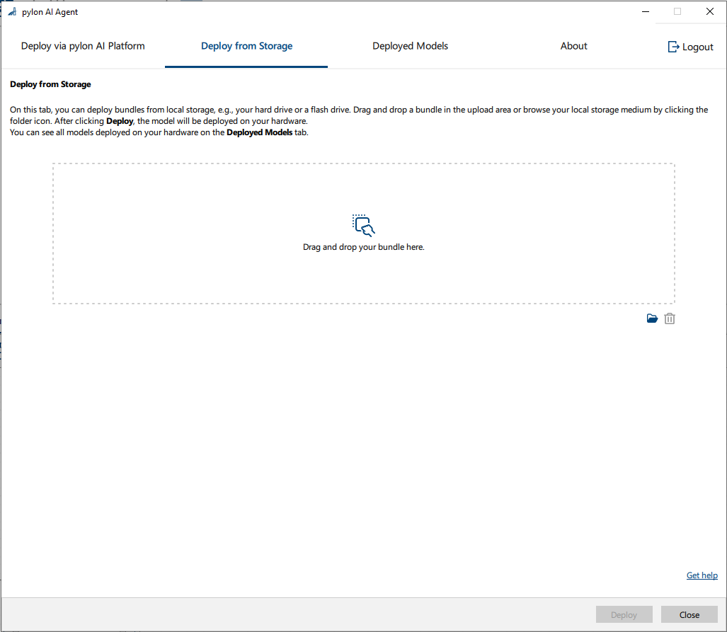 pylon AI Agent - Deploy from Storage Tab