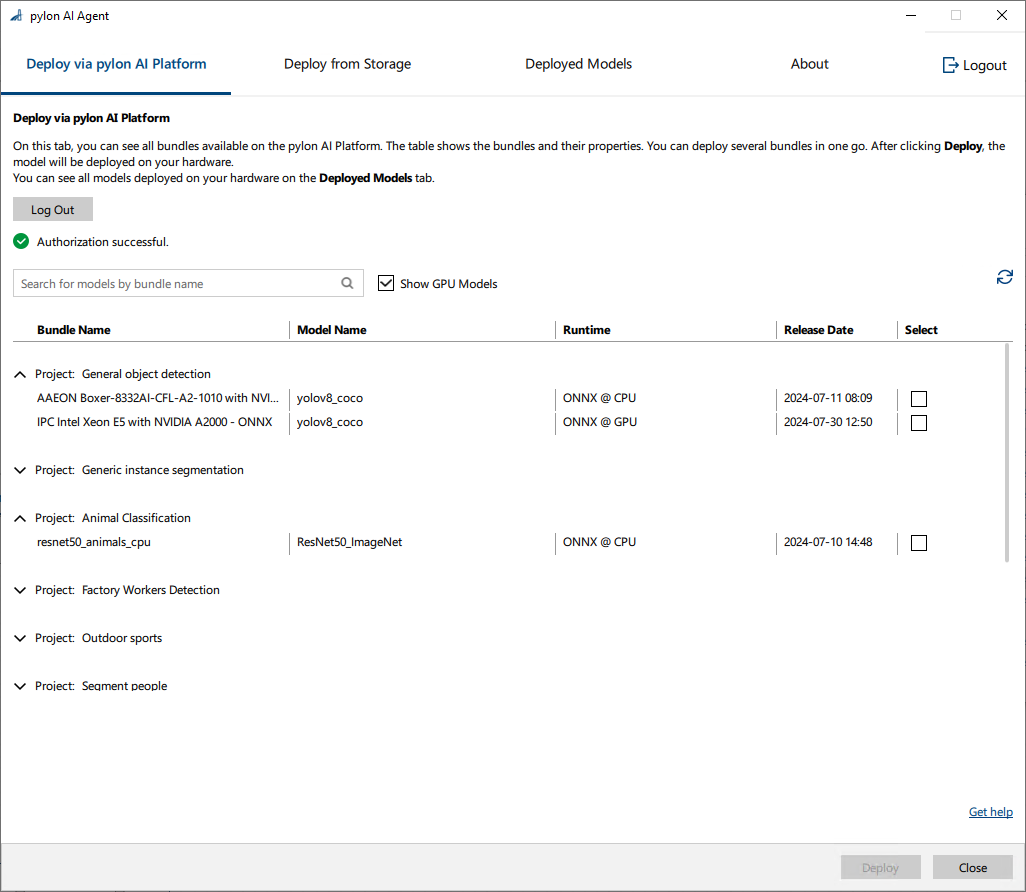 pylon AI Agent Opened from Workbench Menu - Deploy via Platform