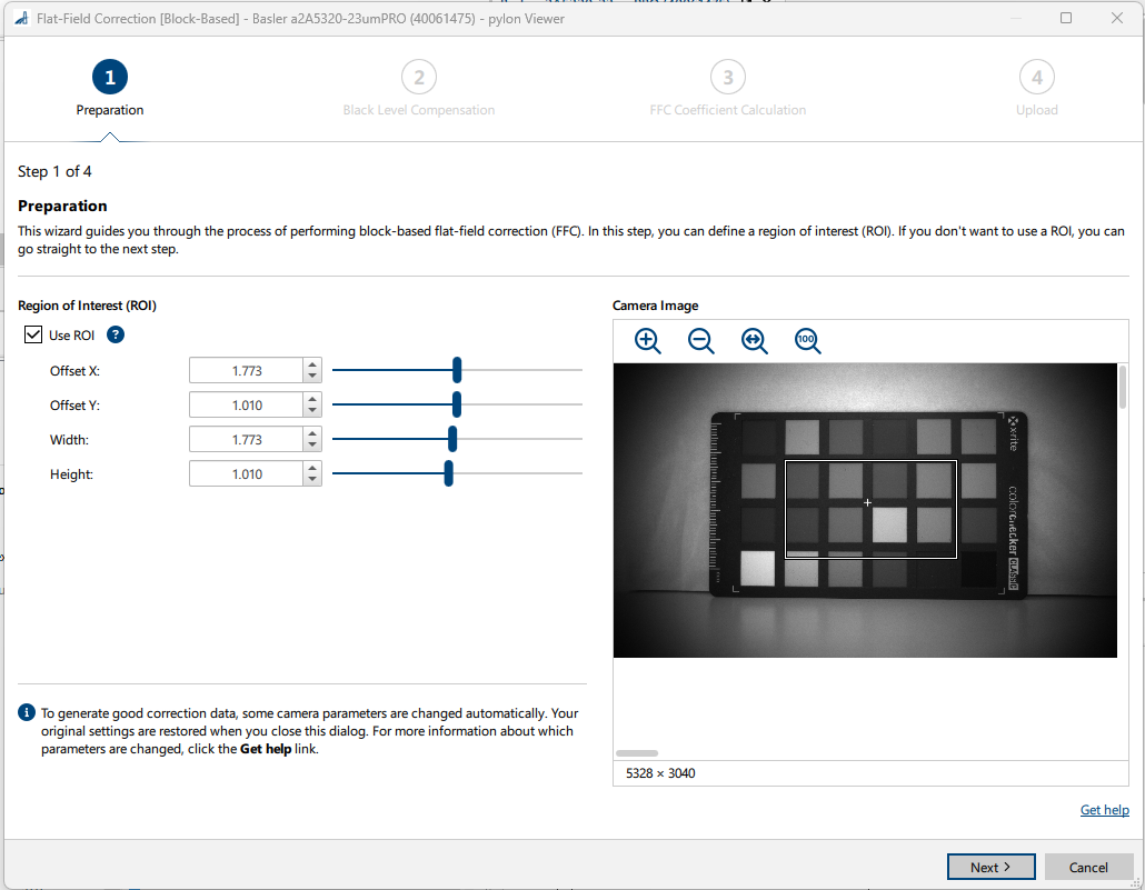 Step 1 of the Block-Based Flat-Field Correction Wizard Step 1 of the Block-Based Flat-Field Correction Wizard