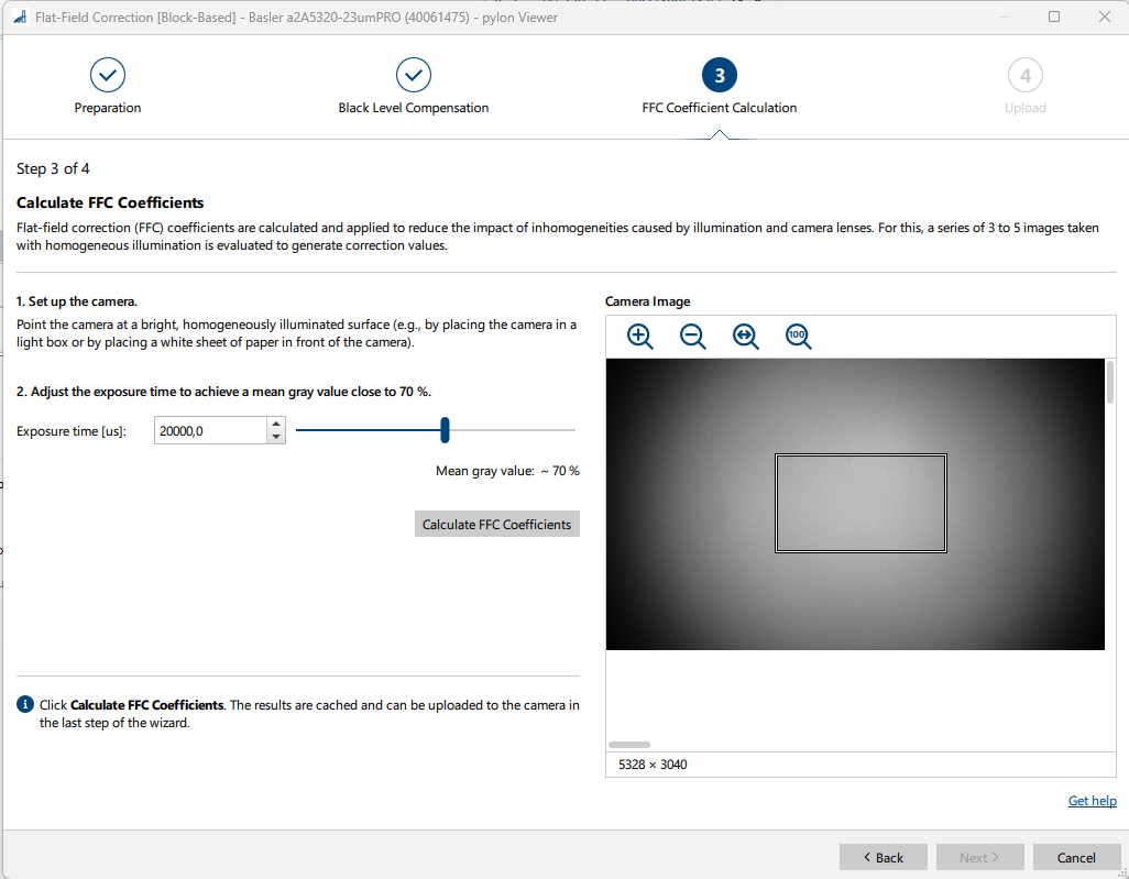 Step 3 of the Block-Based Flat-Field Correction Wizard Step 3 of the Block-Based Flat-Field Correction Wizard