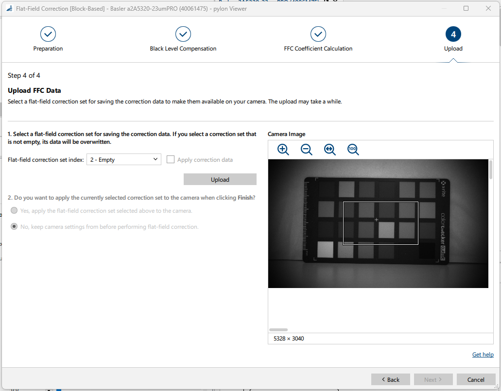 Step 4 of the Block-Based Flat-Field Correction Wizard Step 4 of the Block-Based Flat-Field Correction Wizard