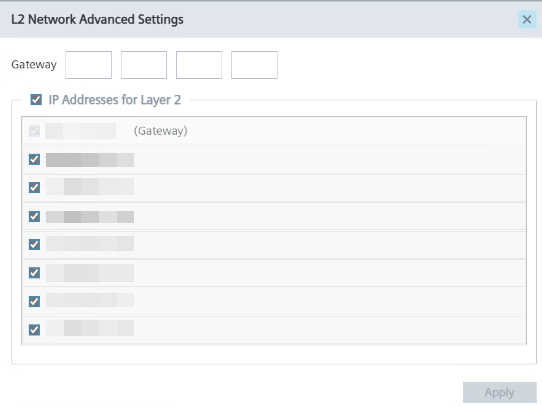 L2 Network Advanced Settings (IP Numbers Grayed)