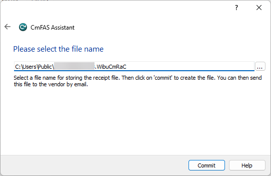 Select File Name Page of the CmFAS Assistant