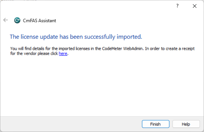 CmFAS Assistant - Finish License Update File Import