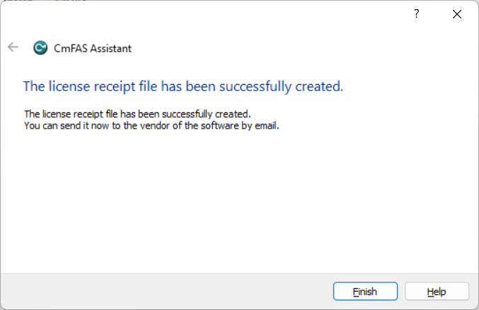 CmFAS Assistant - Receipt File Creation Success