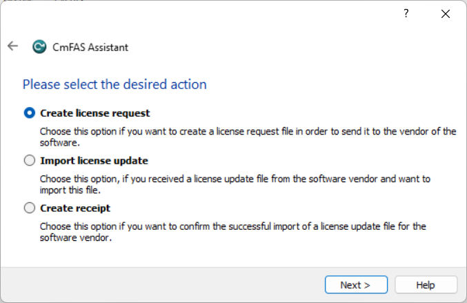 CmFAS Assistant - Select Action Page