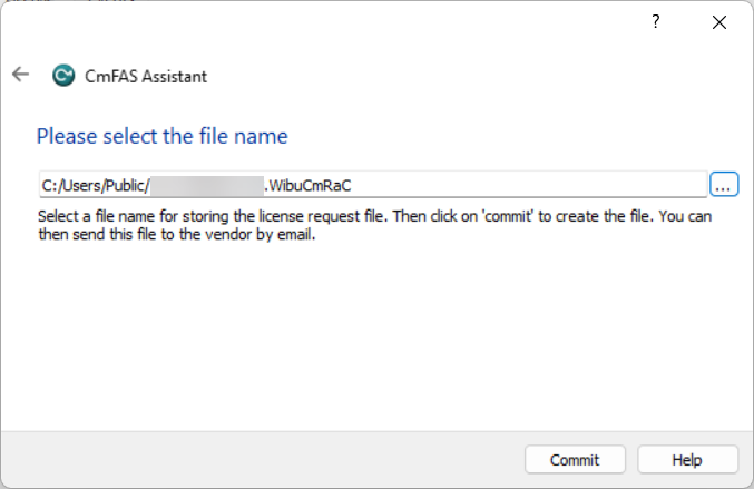 CmFAS Assistant - Select File Name Page