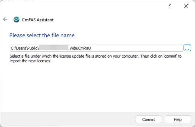 CmFAS Assistant - Select File Name Page