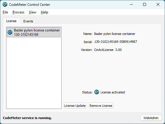 CodeMeter Control Center - Create Receipt