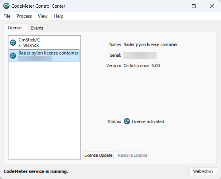 CodeMeter Control Center