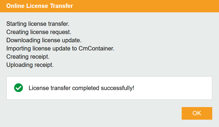 License Transfer Completed