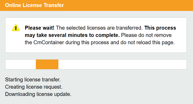 License Transfer In Progress