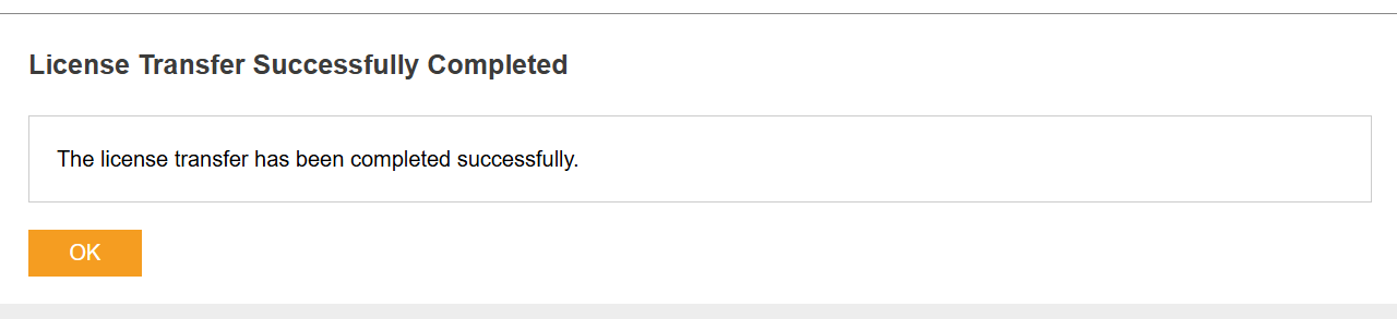 CodeMeter License Transfer Success