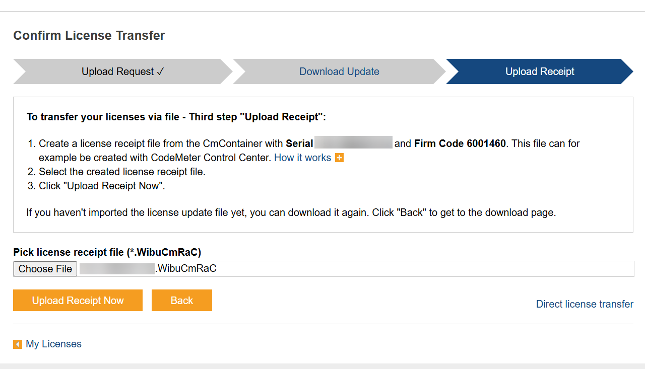 WebDepot Upload Receipt Page