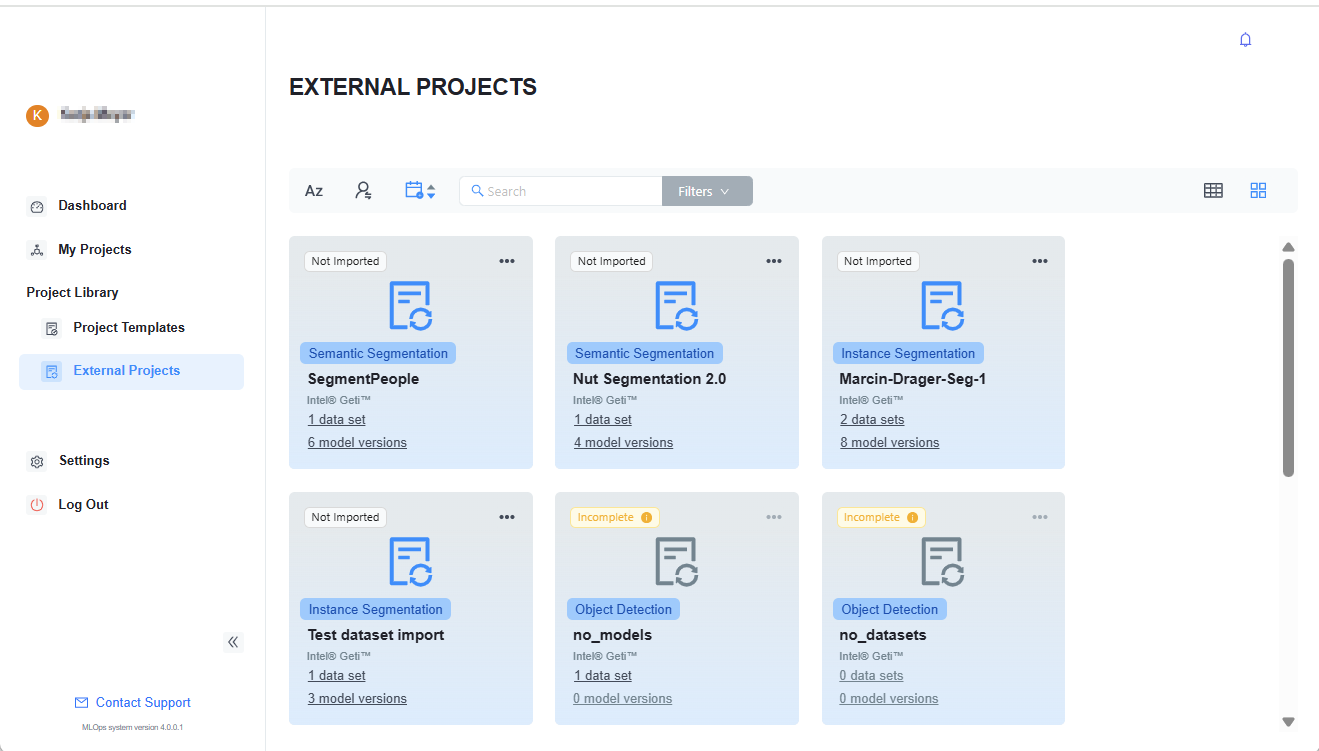 External Projects View