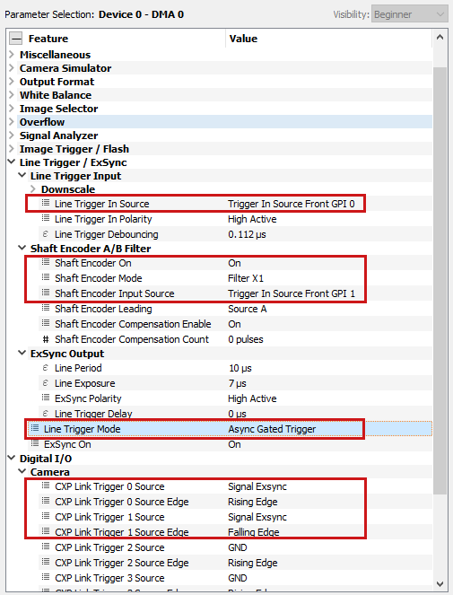 Configuring the Frame Grabber with Async Gated Trigger