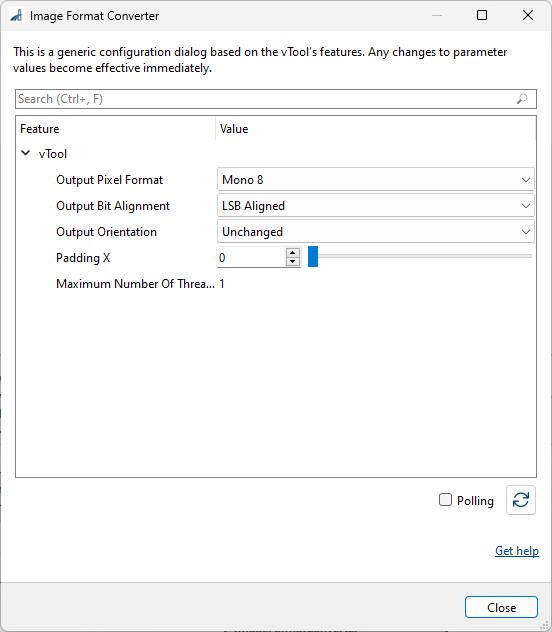 Image Format Converter vTool Settings Image Format Converter vTool Settings