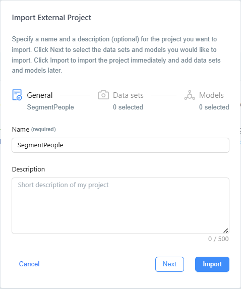 Import External Project Dialog