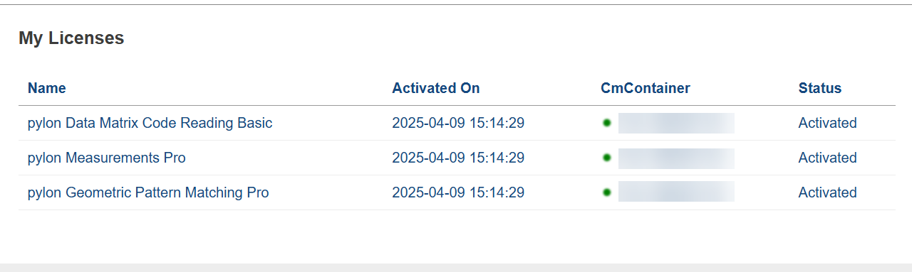 My Licenses Page