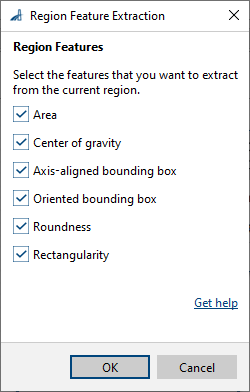 Region Feature Extraction vTool Settings
