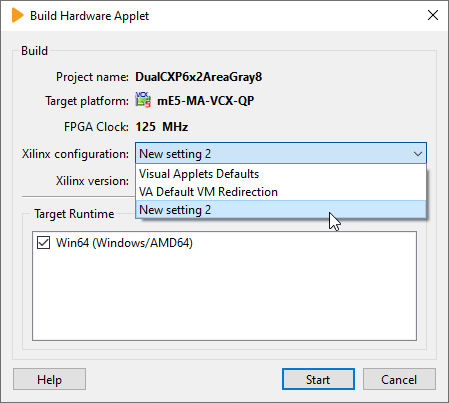 Selecting the Build Configuration for Applet Build