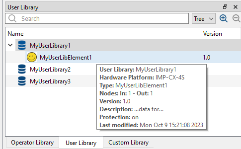 Tooltip Information on User Library Element