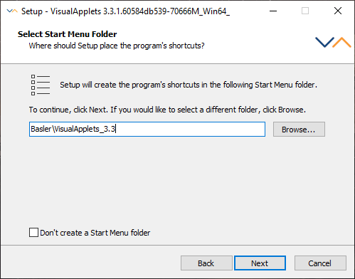 Setup - Select Start Menu Folder